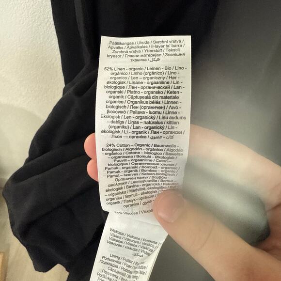 Aligne Rosia Drop Waist Linen Midi Dress Black Casual Basic Vacation Size 4 - Picture 13 of 14